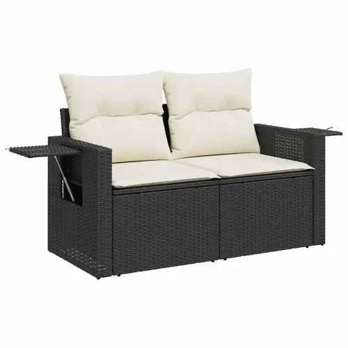 Vrtna garnitura - 9-dijelni set vrtnih sofa s jastucima crni od poliratana - Crna i krem bez spremišta 1 Cijena