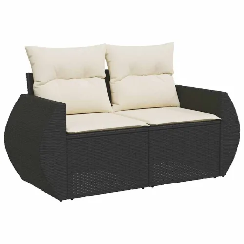 Vrtna garnitura - 7-dijelni set vrtnih sofa od poliratana s jastucima crni - Crna i krem bez spremišta 1 Cijena