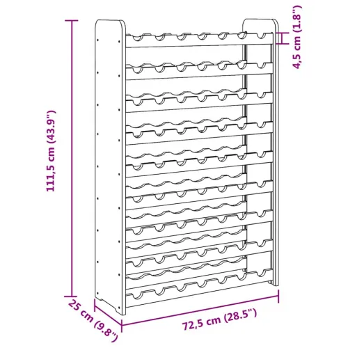 Stalak za vino 72,5 x 25 x 111,5 cm od masivne borovine - 63 Cijena