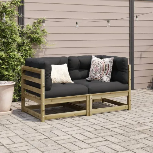 Vrtna garnitura - 2-dijelni set vrtnih sofa od impregnirane borovine - Prirodno impregnirano Ne 1 Cijena