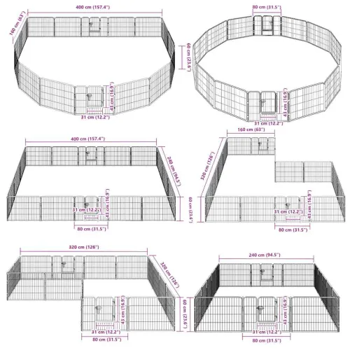 Ograda za pse sa 16 ploča od čelika 60 x 80 cm crna - 60 x 80 cm 16 ploča Cijena