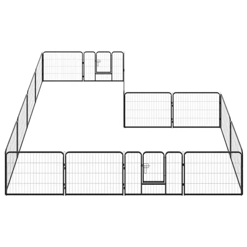 Ograda za pse sa 16 ploča od čelika 60 x 80 cm crna - 60 x 80 cm 16 ploča Cijena
