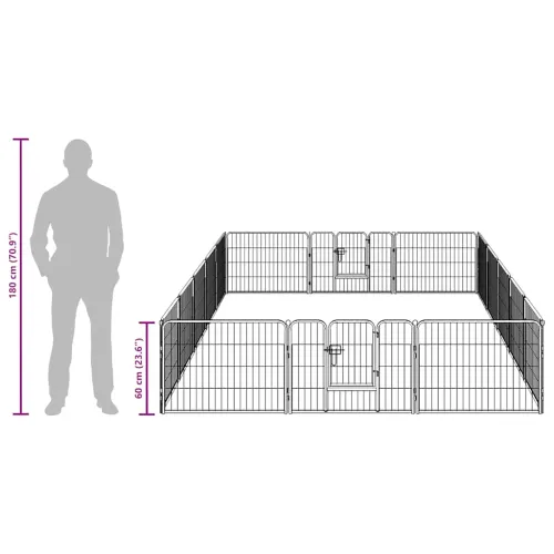 Ograda za pse sa 16 ploča od čelika 60 x 80 cm crna - 60 x 80 cm 16 ploča Cijena