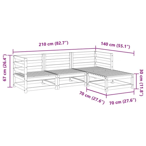 Vrtna garnitura - 4-dijelni set vrtnih sofa od masivne borovine - Prirodna boja bora 1 Cijena