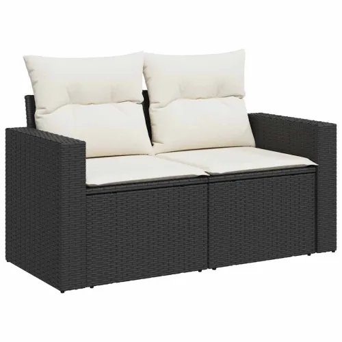 Vrtna garnitura - 9-dijelni set vrtnih sofa s jastucima crni od poliratana - Crna i krem bez spremišta 1 Cijena