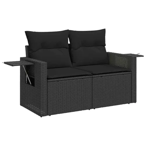 Vrtna garnitura - 7-dijelni set vrtnih sofa od poliratana s jastucima crni - Crna bez spremišta Cijena