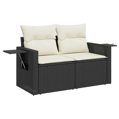 Vrtna garnitura - 7-dijelni set vrtnih sofa od poliratana s jastucima crni - Crna i krem bez spremišta 1 Cijena