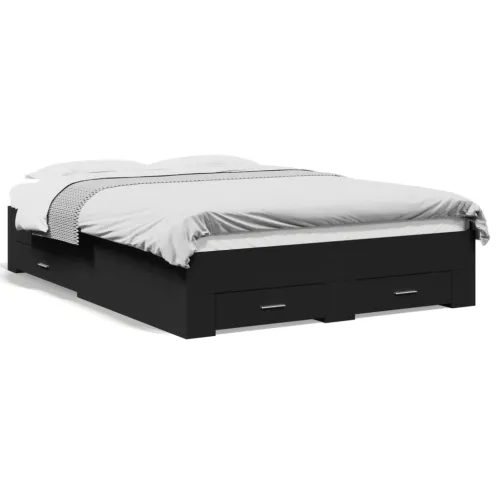 Okvir kreveta s ladicama crni 135 x 190 cm konstruirano drvo - Crna 135 x 190 cm Cijena