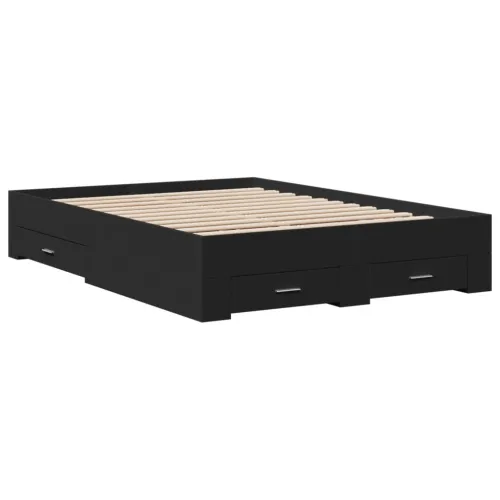 Okvir kreveta s ladicama crni 135 x 190 cm konstruirano drvo - Crna 135 x 190 cm Cijena