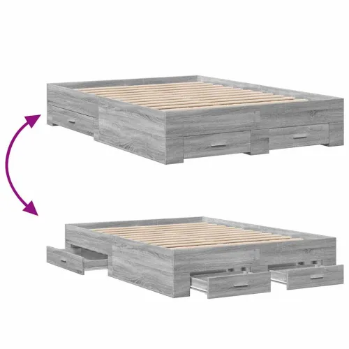 Okvir za krevet s ladicama boja sivog hrasta 135x190 cm - Sivi hrast sonoma 135 x 190 cm Cijena