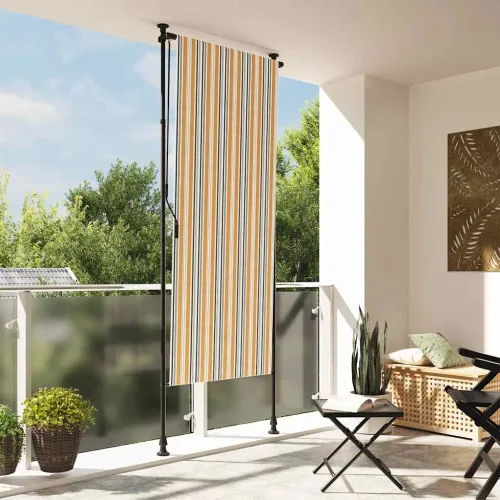 Vanjska roleta žuto-bijela 120 x 270 cm od tkanine i čelika - Žuta 120 x 270 cm 1 Podesiva visina (225 – 275 cm) Cijena