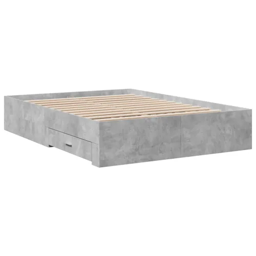 Okvir kreveta s ladicama siva boja betona 135x190 cm drveni - Beton siva 135 x 190 cm Cijena