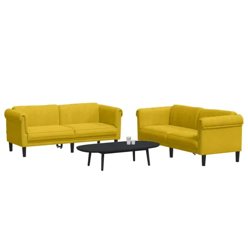 2-dijelni set sofa žuti baršunasti - Žuta 2 Cijena