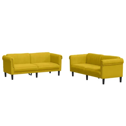 2-dijelni set sofa žuti baršunasti - Žuta 2 Cijena