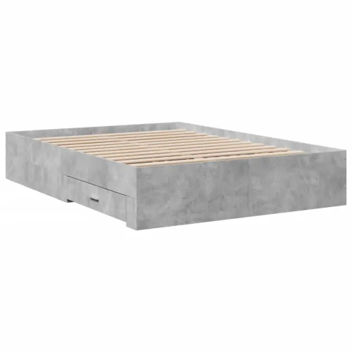 Okvir kreveta s ladicama siva boja betona 140x190 cm drveni - Beton siva 140 x 190 cm Cijena