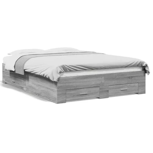 Okvir za krevet s ladicama boja hrasta 140x190 cm drveni - Sivi hrast sonoma 140 x 190 cm Cijena