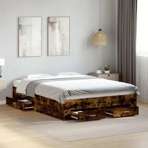 Okvir kreveta s ladicama boja hrasta 135x190 cm - Dimljeni hrast 135 x 190 cm Cijena