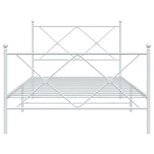 Metalni okvir kreveta uzglavlje i podnožje bijeli 107x203 cm - Bijela 107 x 203 cm s uzglavljem i podnožjem Cijena