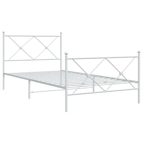 Metalni okvir kreveta uzglavlje i podnožje bijeli 107x203 cm - Bijela 107 x 203 cm s uzglavljem i podnožjem Cijena