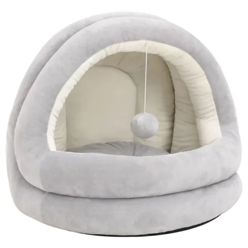 Krevetić za mačke 40 x 40 x 35 cm sivi i krem - Siva 40 x 40 x 35 cm Cijena