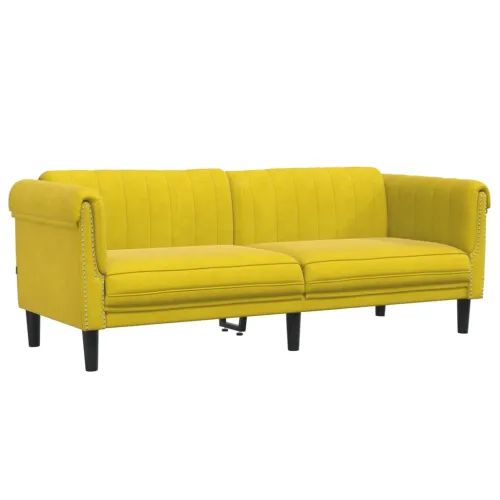 3-dijelni set sofa s žuti baršunast - Žuta 3 Cijena