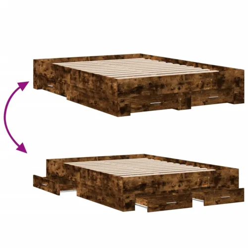 Okvir kreveta s ladicama boja hrasta 120x200 cm - Dimljeni hrast 120 x 200 cm Cijena