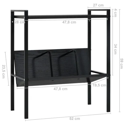 Police za knjige s 2 razine crne 52x28x59 cm konstruirano drvo - Crna 1 Cijena