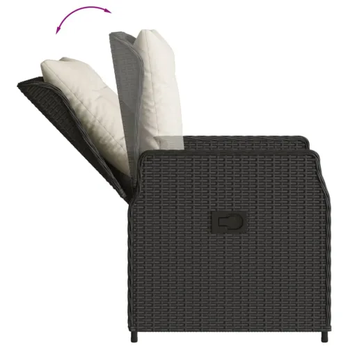 Vrtna garnitura - 5-dijelni vrtni blagovaonski set s jastucima od poliratana crni - Crna Dužina stola 80 cm 4 Cijena