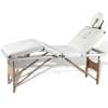 Krem bijeli sklopivi stol za masažu s 4 zone i drvenim okvirom