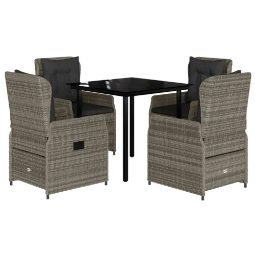 Vrtna garnitura - 5-dijelni vrtni blagovaonski set sivi od poliratana - Siva 80 x 80 x 74 cm 4 Cijena