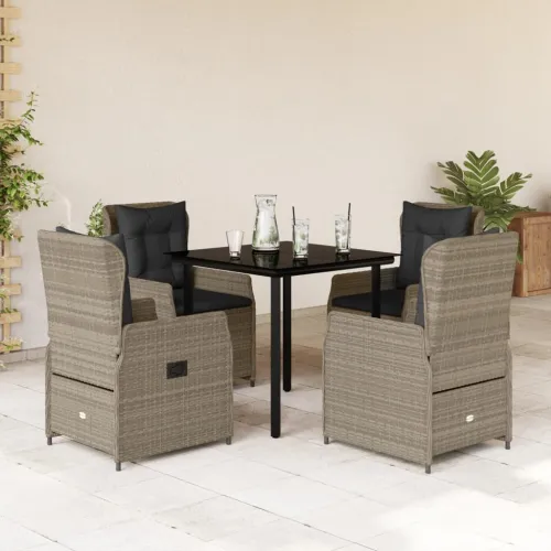 Vrtna garnitura - 5-dijelni vrtni blagovaonski set od poliratana s jastucima sivi - Svjetlosiva 80 x 80 x 74 cm 4 Cijena