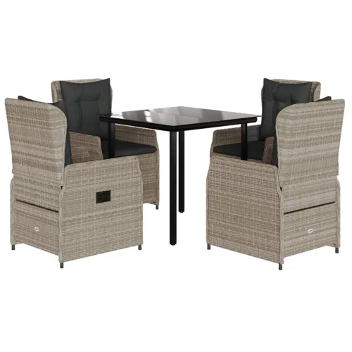 Vrtna garnitura - 5-dijelni vrtni blagovaonski set od poliratana s jastucima sivi - Svjetlosiva 80 x 80 x 74 cm 4 Cijena