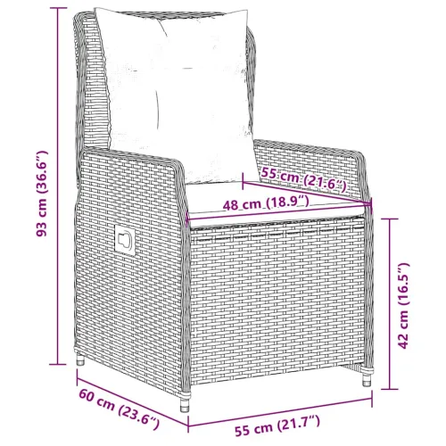 Vrtna garnitura - 9-dijelni vrtni blagovaonski set s jastucima crni od poliratana - Crna 200 x 100 x 74 cm 8 Cijena