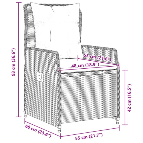 Vrtna garnitura - 9-dijelni vrtni blagovaonski set s jastucima poliratan smeđi - Smeđa 200 x 100 x 74 cm 8 Cijena