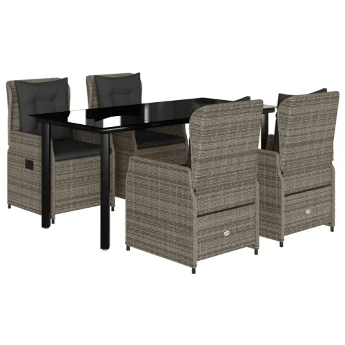 Vrtna garnitura - 5-dijelni vrtni blagovaonski set sivi od poliratana - Siva 160 x 80 x 74 cm 4 Cijena