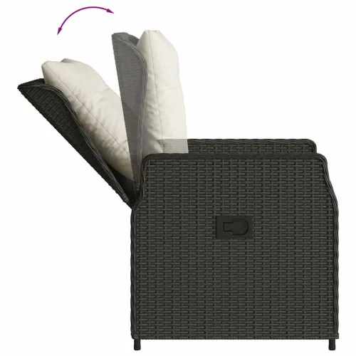 Vrtna garnitura - 3-dijelni vrtni blagovaonski set s jastucima od poliratana crni - Crna 80 x 80 x 74 cm 2 Cijena