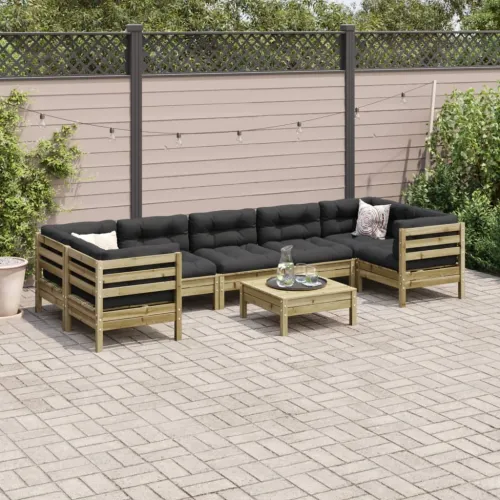 Vrtna garnitura - 8-dijelni set vrtnih sofa s jastucima od impregnirane borovine - Prirodno impregnirano 1 Cijena