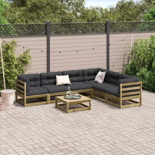 Vrtna garnitura - 7-dijelni set vrtnih sofa od impregnirane borovine - Prirodno impregnirano bez jastuka 1 Cijena