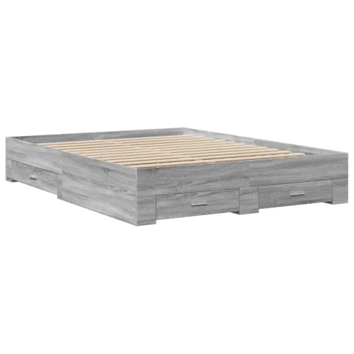 Okvir za krevet s ladicama boja hrasta 160x200 cm drveni - Sivi hrast sonoma 160 x 200 cm Cijena