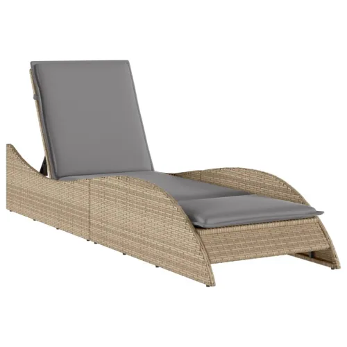 Ležaljka za sunčanje s jastukom bež 60x205x73 cm poliratan - bež i siva 60 x 205 x 73 cm 1 Cijena