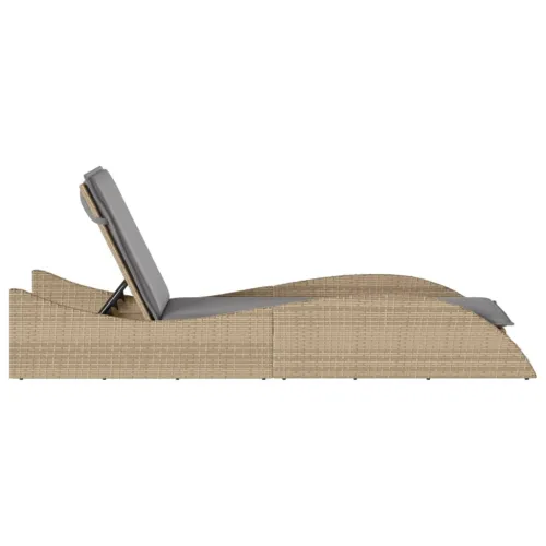 Ležaljka za sunčanje s jastukom bež 60x205x73 cm poliratan - bež i siva 60 x 205 x 73 cm 1 Cijena
