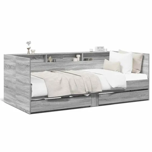 Dnevni krevet s ladicama bez madraca siva boja hrasta 90x200 cm - Sivi hrast sonoma 90 x 200 cm Cijena