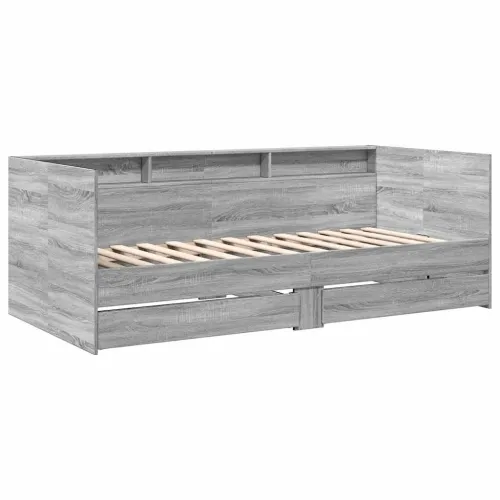 Dnevni krevet s ladicama bez madraca siva boja hrasta 90x200 cm - Sivi hrast sonoma 90 x 200 cm Cijena