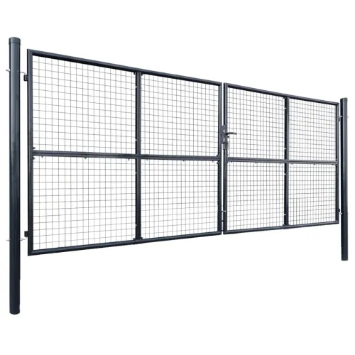 Dvorišna vrata - Vrtna vrata od mrežastog čelika 400x150 cm siva - 400 x 150 cm Cijena