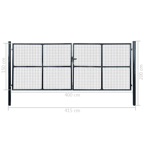 Dvorišna vrata - Vrtna vrata od mrežastog čelika 400x150 cm siva - 400 x 150 cm Cijena