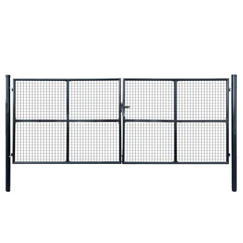 Dvorišna vrata - Vrtna vrata od mrežastog čelika 400x150 cm siva - 400 x 150 cm Cijena