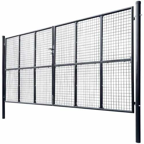 Dvorišna vrata - Vrtna vrata od mrežastog čelika 400x175 cm siva - 400 x 175 cm Cijena