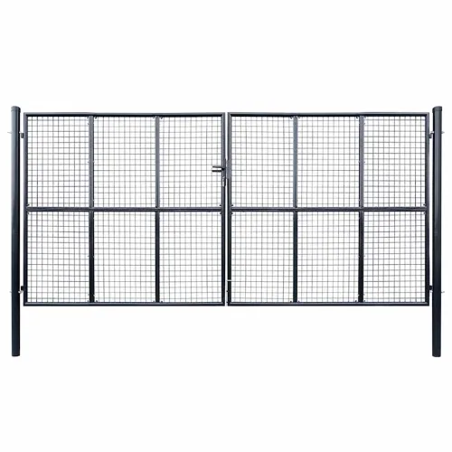 Dvorišna vrata - Vrtna vrata od mrežastog čelika 400x200 cm, siva - 400 x 200 cm Cijena