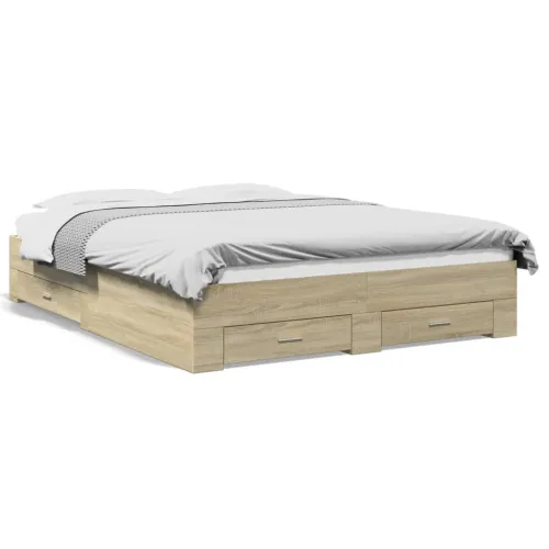 Okvir za krevet s ladicama boja hrasta 160x200 cm drveni - Sonoma hrast 160 x 200 cm Cijena