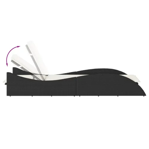 Ležaljka za sunčanje s jastukom crna 60x205x73 cm poliratan - Crna 60 x 205 x 73 cm 1 Cijena